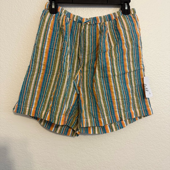 Topshop Pants - Topshop Multicolor Striped High Waist Shorts